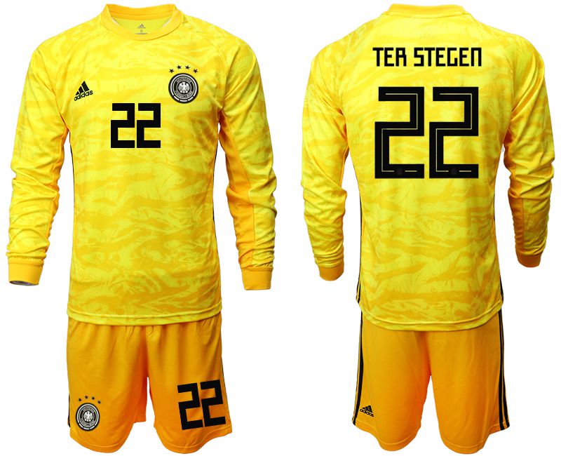 Men 2019-2020 Season National Team Germany yellow goalkeeper long sleeve #22 Soccer Jersey